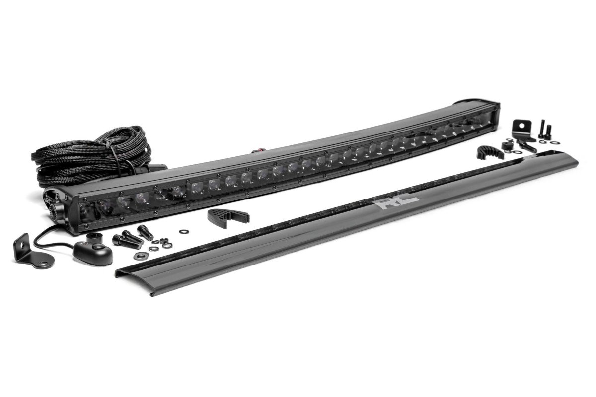 LED Light Bar - Rough Country - Curved | Single Row - Black